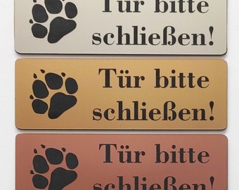 Hundeschild Warnschild Tür Bitte Schließen 12x4cm Selbstklebend Schild Achtung Hund