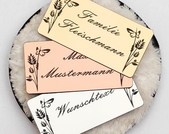 Klingelschild Türschild Briefkastenschild Namensschild Selbstklebend Mit Individueller Gravur Blumen