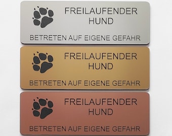 Hundeschild Warnschild Freilaufender Hund Betreten Gefahr 12x4cm Selbstklebend Schild Achtung