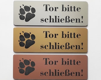 Dog sign warning sign gate please close 12 x 4 cm self-adhesive sign caution dog