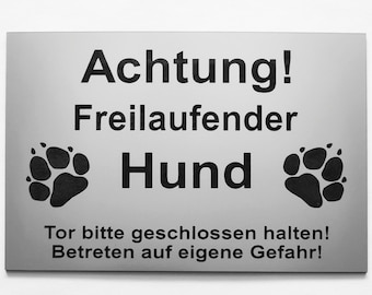 Hundeschild Warnschild Achtung! Betreten auf eigene Gefahr ! Schild Achtung Hund Selbstklebend