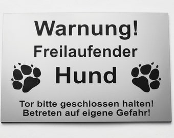 BigTrend24 Hundeschild Warnschild Dog Warn Sign Enter Risk Running 12x4cm Selbstklebend Gravur Schild Achtung Hund 