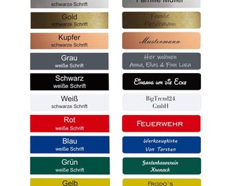 Personalisierbares Klingelschild - 1 Stück - graviertes Namensschild - selbstklebend - wetterfest - Made in Germany - viele Farben & Größen