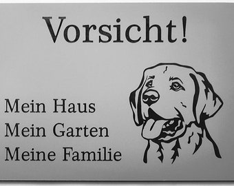 warning sign caution Labrador sign dog sign house garden family silver self-adhesive