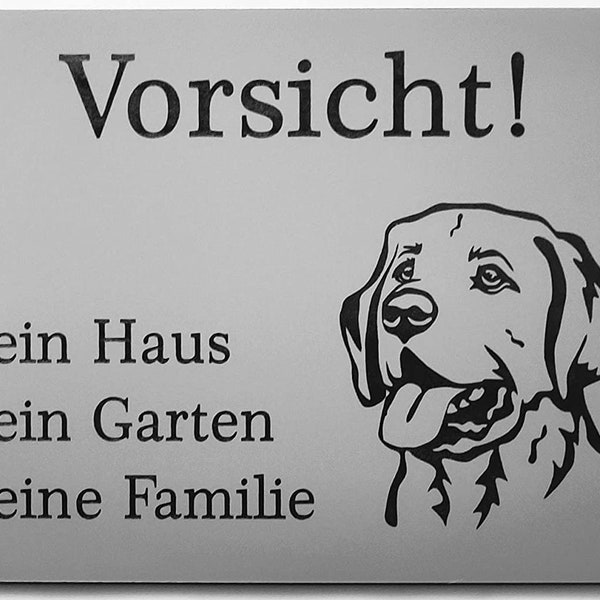 warning sign caution Labrador sign dog sign house garden family silver self-adhesive