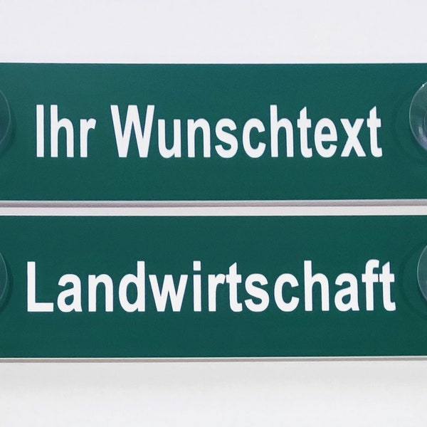 Hinweis Schild Saugnapfschild Landwirtschaft Gravur Grün Kunststoff 200x50mm