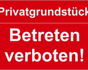 Panneau d'avertissement Propriété privée – Interdiction d'entrer – Panneau d'avertissement en plastique – Panneau gravé en différentes tailles (rouge)