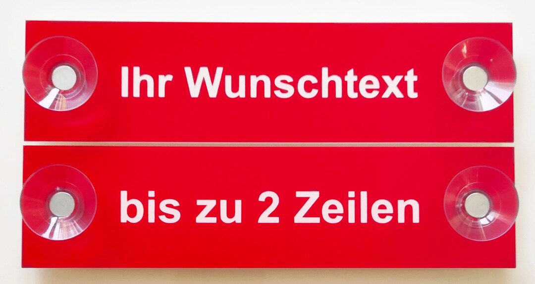Notice Sign, Suction Cup Sign, Custom Text Engraving, Red Plastic, 200 ...