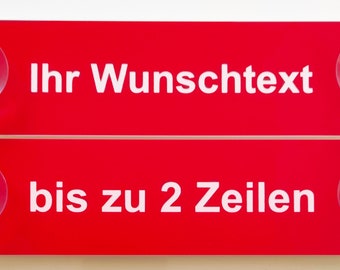 Hinweis Schild Saugnapfschild Wunschtext Gravur Rot Kunststoff 200x50mm