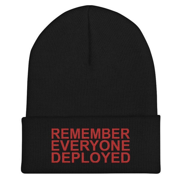 R.E.D. Cuffed Beanie, Remember Everyone Deployed, Red Friday beanie