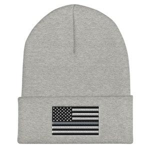 Correction Officer, Thin Silver Line Cuffed Beanie