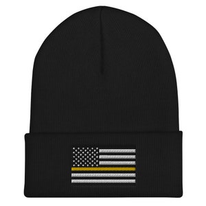 911 Dispatcher, Thin Gold Line Cuffed Beanie