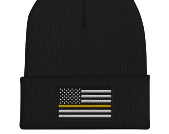 911 Dispatcher, Thin Gold Line Cuffed Beanie