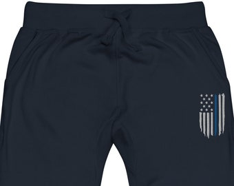 Thin Blue Line Fleece Sweatpants, Police gift, Blue Line Flag pants