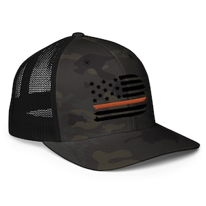 Thin Orange Line Closed-back Trucker Cap, Search & Rescue, SAR hat, Orange Line Flag