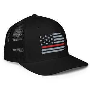 Thin Red Line Closed-back Trucker Cap, Firefighter Hat, Fire Rescue, Red Line Flag