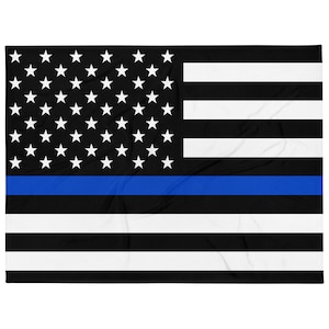 Thin Blue Line Flag Throw Blanket, Police Officer, Deputy Sheriff, Court Officer gift