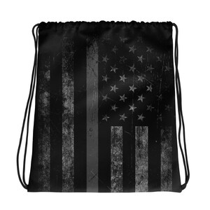 Silver Line Flag, Correction Officer Drawstring bag, Thin Silver Line
