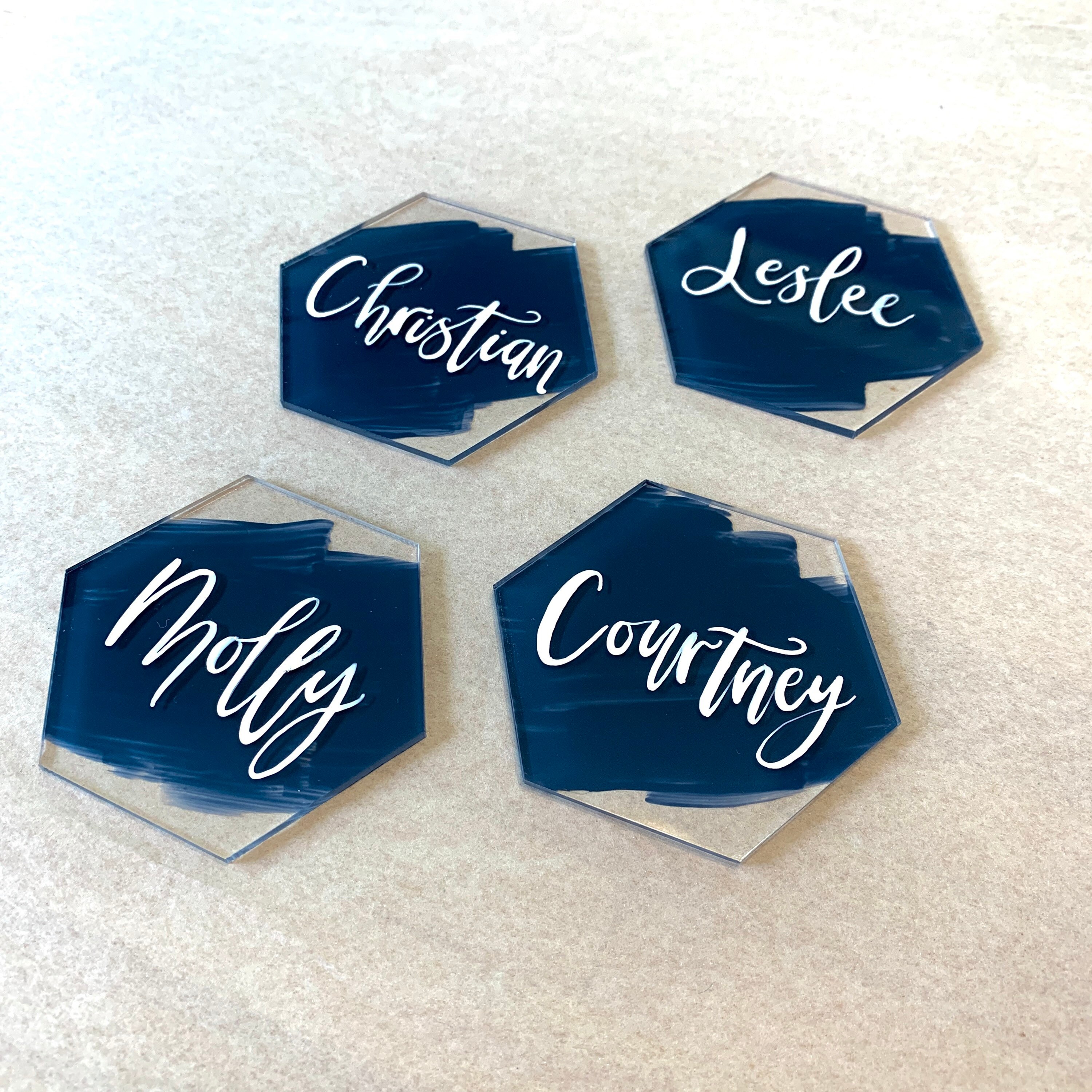 Acrylic Place Cards Calligraphy Geometric Place Cards Etsy