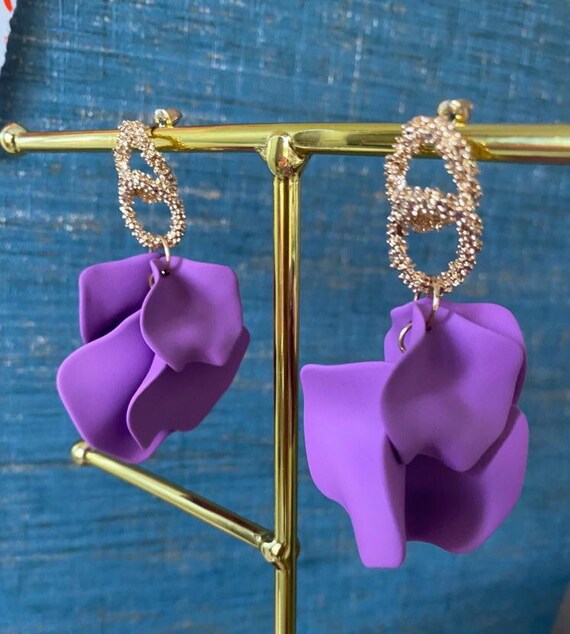 Leaf and clearance lavender earrings
