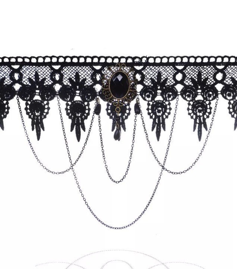 Black Lace Choker Victorian Choker Necklace Black Gothic Etsy