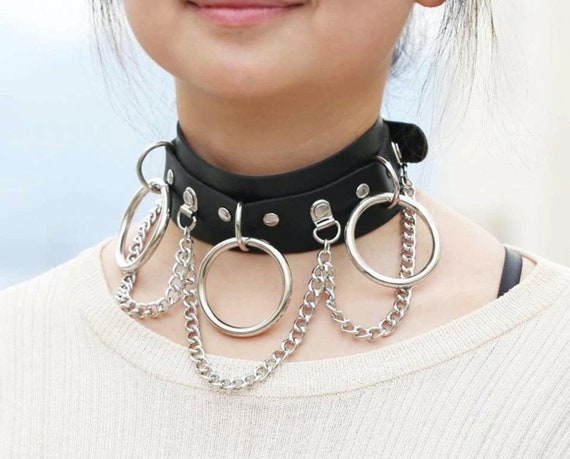 Punk Style Black Pu Leather Harajuku Choker Black Punk O Ring Etsy