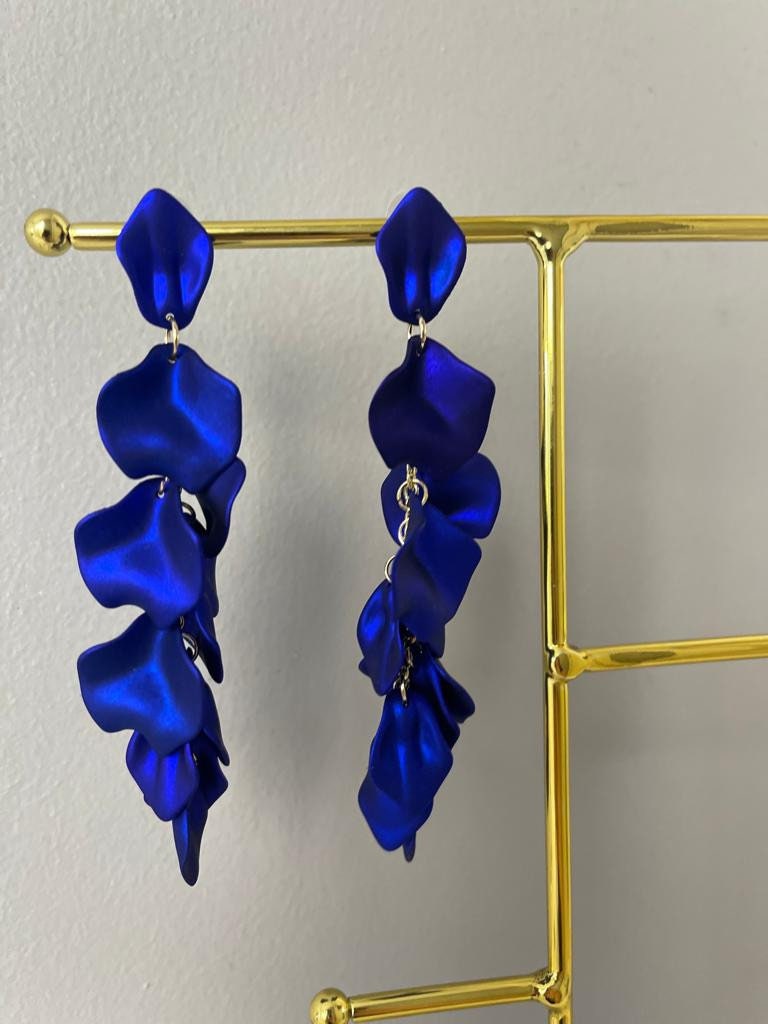 DIY Evening Navy Blue Beaded Fringe Hoop Earrings Kit Long Beaded Earrings  Pattern Tassel Earrings Making Kit Brick Stitch Tutorial 