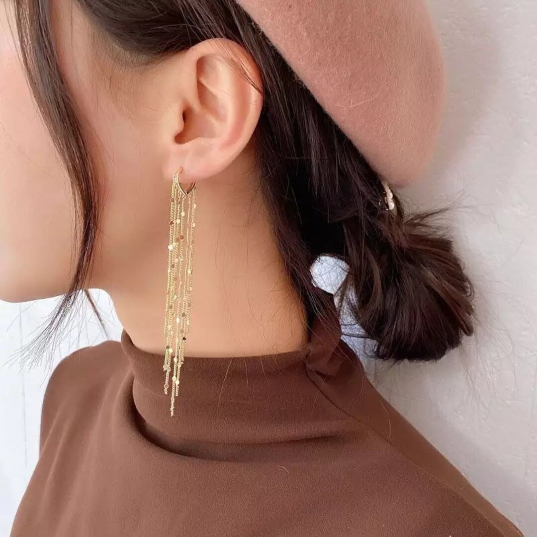 Gold Tassel Drop Earrings Gold Waterfall Earrings Statement - Etsy