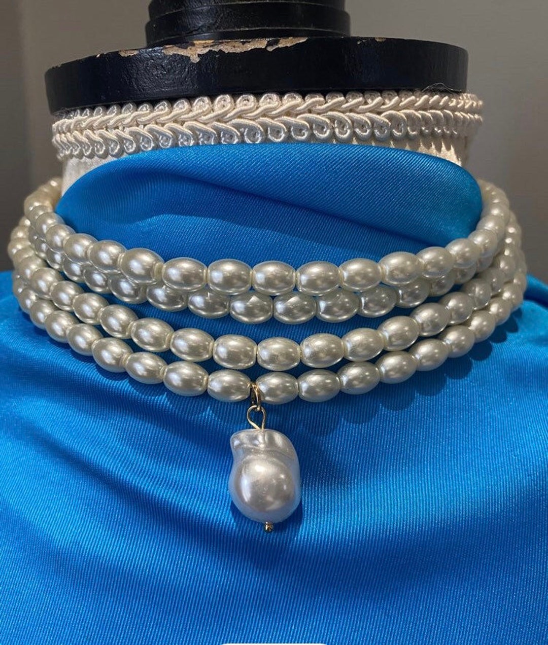 Ladies Layered Pearl Choker Baroque Pearl Choker Multi Strand Pearl