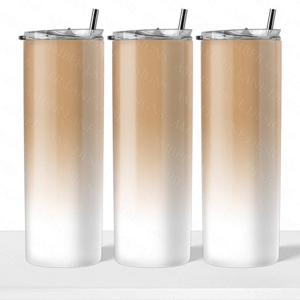 Beige White Gradient Ombre tumbler 20oz SKINNY TUMBLER straight wrap 1 jpeg file