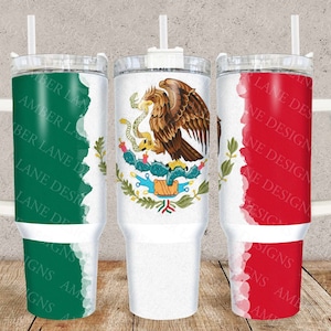 Meksykańska flaga 40oz TUMBLER Dwuczęściowy kubek sublimacyjny w formacie png pliki cyfrowe