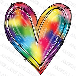 Rainbow Heart PNG Digital File