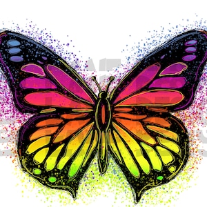 Rainbow Butterfly PNG | Neon rainbow Butterfly PNG| Sublimation Rainbow PNG