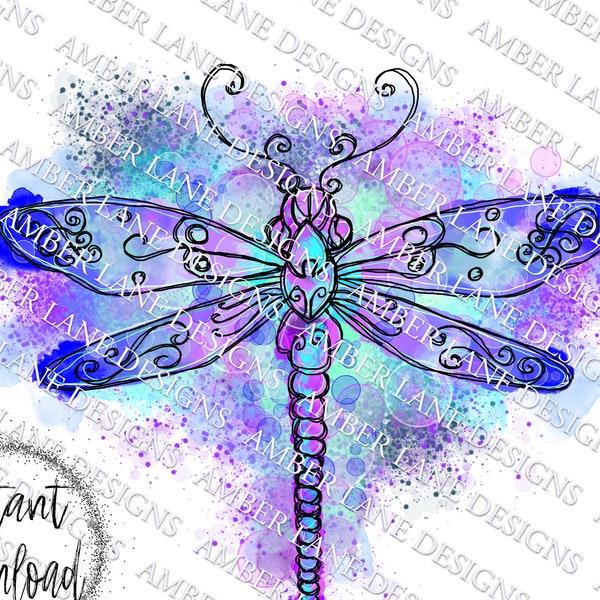 Blue Dragonfly Png| Watercolor png | Sublimation | PNG Design | Hand Drawn |  | Digital Art