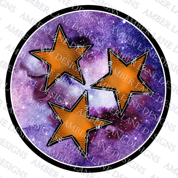 Purple Galaxy Tri Star Tennessee  Sublimation png | Hand Drawn Art | . tumbler wrap