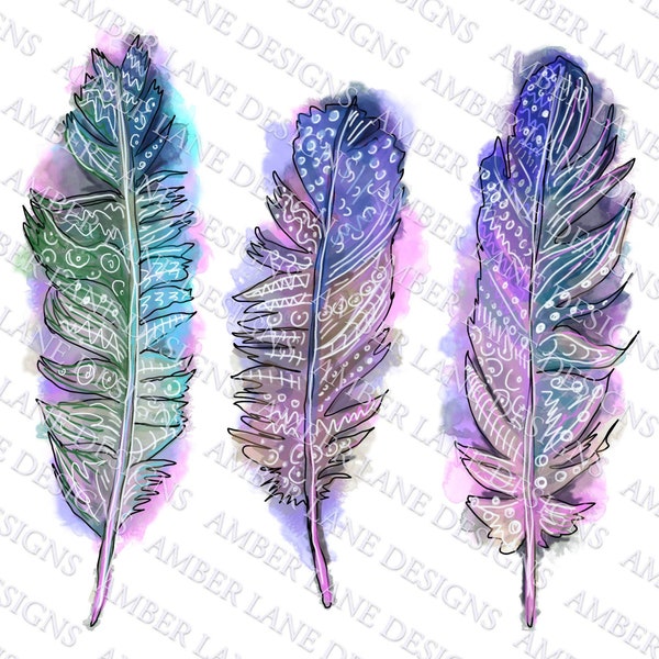 Bohemian feathers, purple, tribal feathers png file