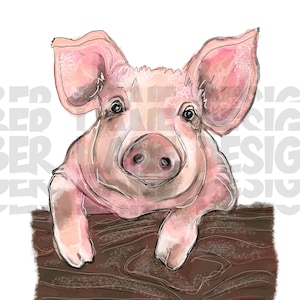 Farm Pig PNG | Cute pig png| Hand Drawn | Farm Life Sublimation PNG |