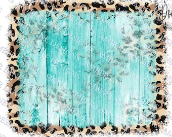 Leopard and Turquoise Frame, Backsplash , scrapbooking, Background, 1 PNG file,