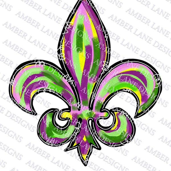 Fleur de lis chalk style, Mardi Gras png file