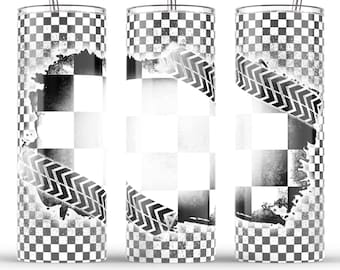 Racing checks bleach 20oz SKINNY TUMBLER straight wrap 1 jpeg file