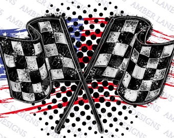 Racing Flags and USA Flag background splash, PNG file