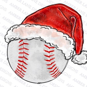 Baseball With Santa Hat Sublimation PNG Design