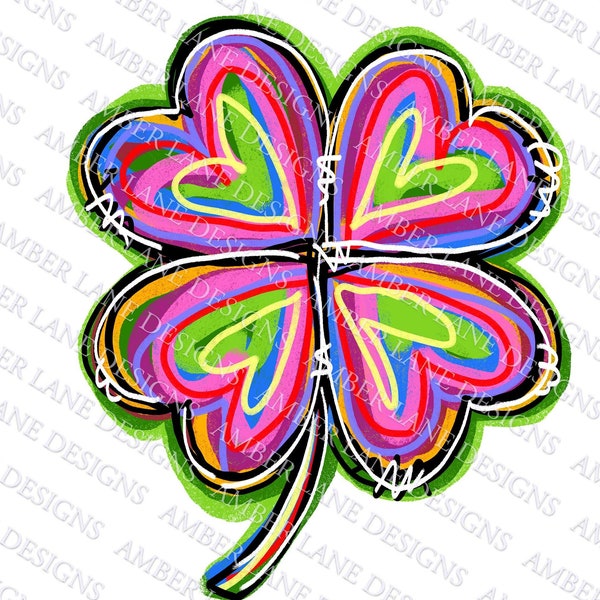 Rainbow Four leaf clover St Patrick's day lucky Clover, png file
