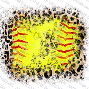 Leopard Distressed Softball Splash Frame, Background PNG Design | Softball Design