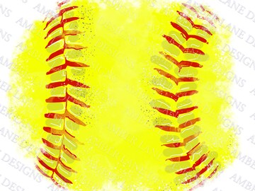 Background Softball  Grunge | Splash Frame | Distressed Print Softball Splatter Background | Sport Background | Ball Frame | Sublimation PNG