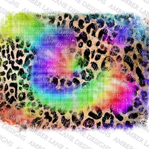 Rainbow leopard tie dye backsplash ,PNG file,