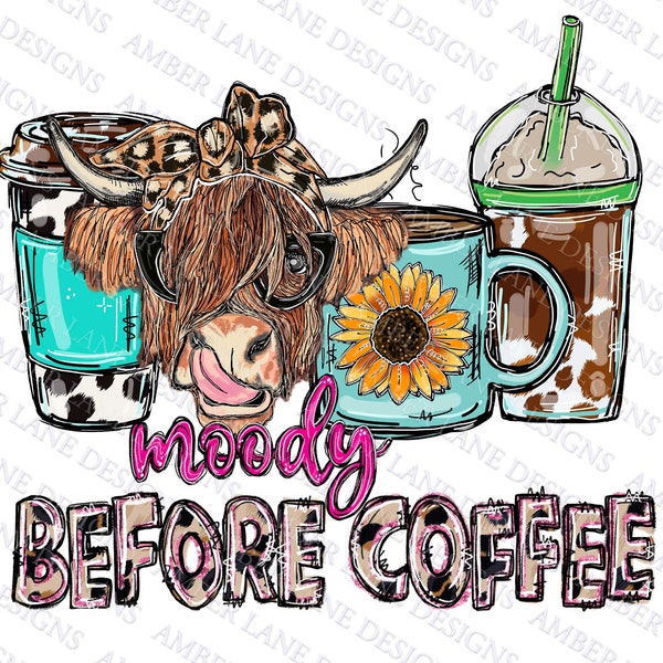 Moody Before Coffee Highland Cow Jersey Sunflower Cattle Hereford Hues Harmony: Caffeine Grazing Grounds American Frontier Wild West