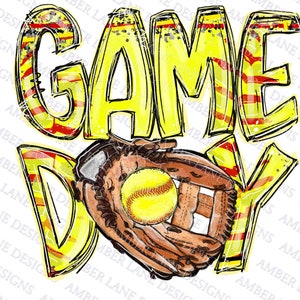 Game Day Softball png file with baseball glove