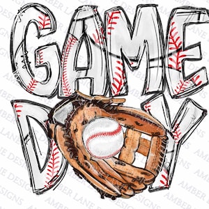 Game Day baseball png file with baseball glove