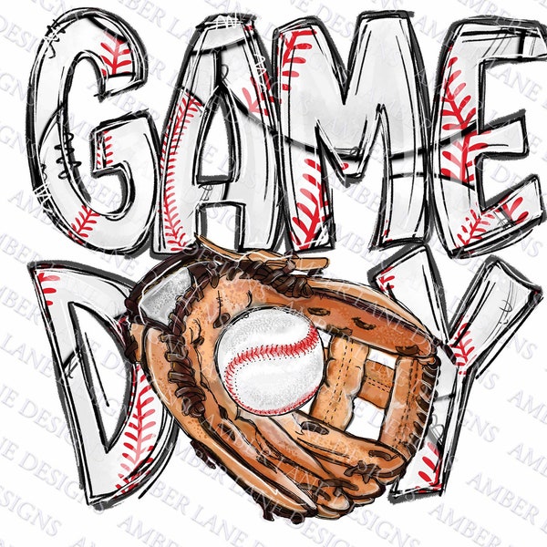 Game Day baseball png file with baseball glove